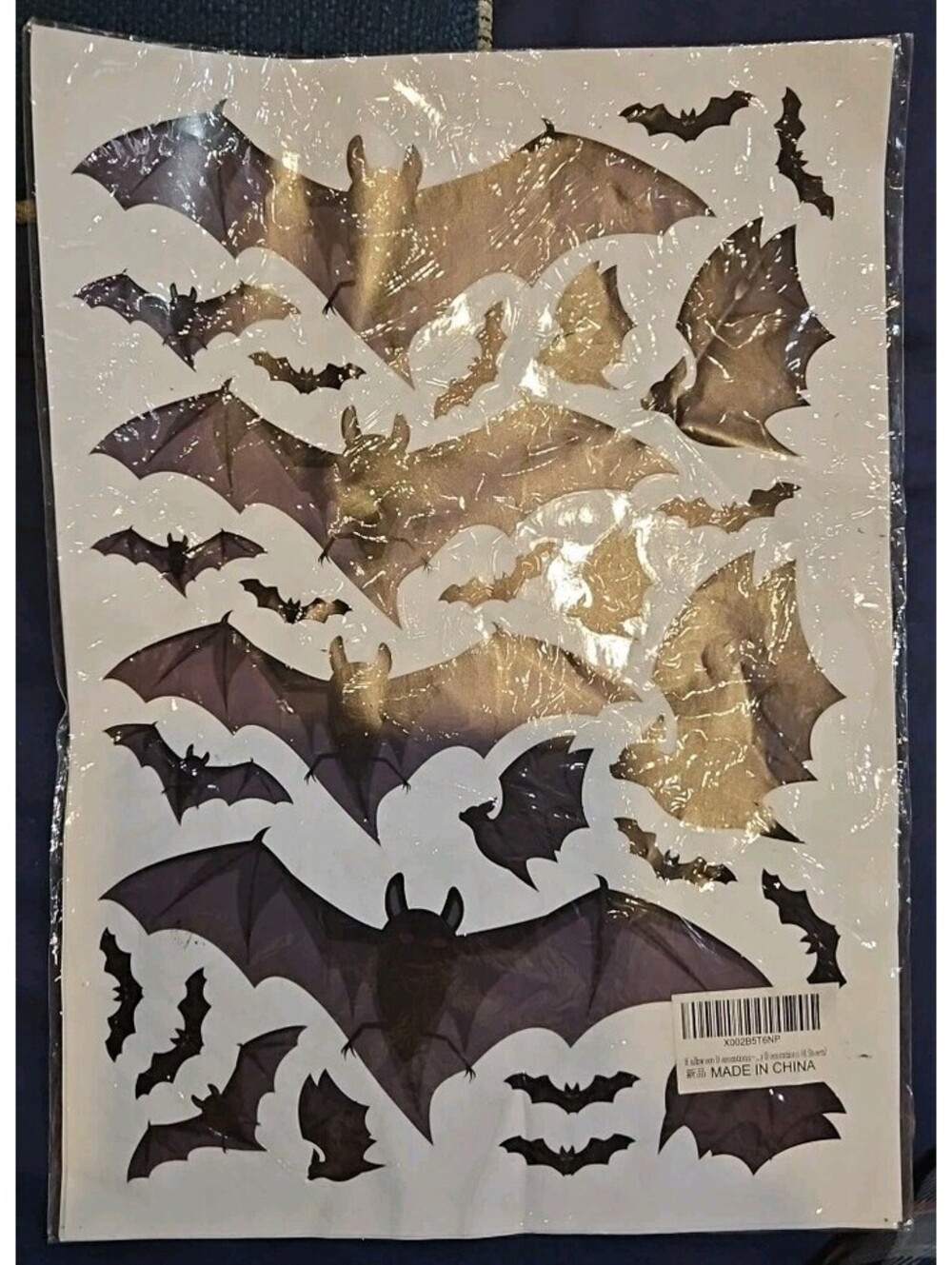 Halloween Decorations Stickers 4 Sheets 14" X 10" Bats Spiders Webs